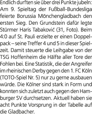 Endlich durften sie ber drei Punkte jubeln: Am 9. Spieltag der Fu ball Bundesliga feierte Borussia M nchengladbach d...