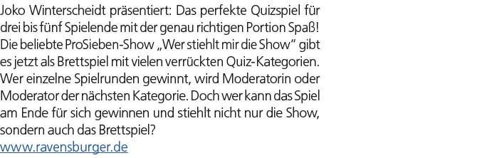 Joko Winterscheidt pr sentiert: Das perfekte Quizspiel f r drei bis f nf Spielende mit der genau richtigen Portion Sp...