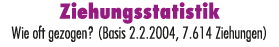 Ziehungsstatistik Wie oft gezogen? (Basis 2.2.2004, 7.614 Ziehungen)