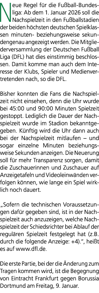 Neue Regel f r die Fu ball Bundesliga: Ab dem 1. Januar 2026 soll die Nachspielzeit in den Fu ballstadien der beiden ...