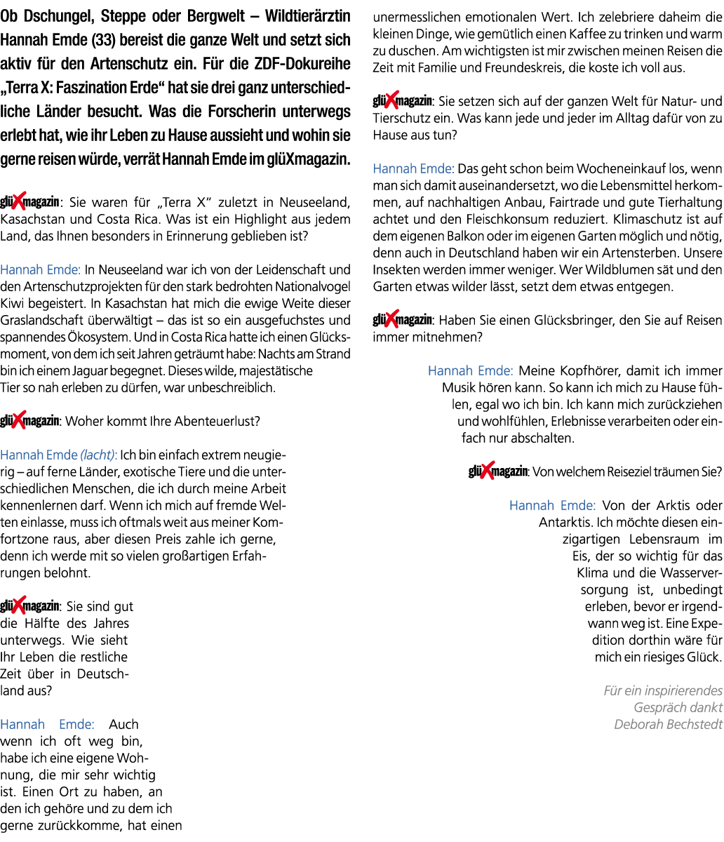 Ob Dschungel, Steppe oder Bergwelt – Wildtier rztin Hannah Emde (33) bereist die ganze Welt und setzt sich aktiv f r ...