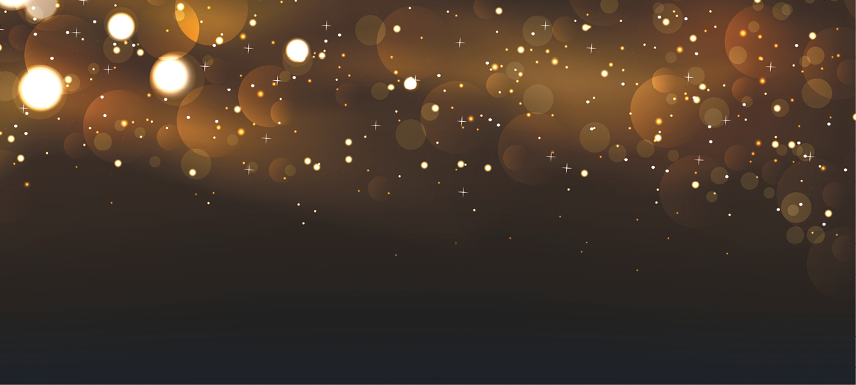 Defocused glitter lights background in dark gold and black colors.