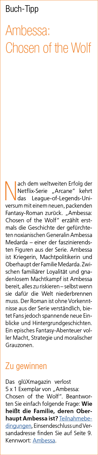 Buch Tipp Ambessa: Chosen of the Wolf Nach dem weltweiten Erfolg der Netflix Serie „Arcane“ kehrt das League of Legen...
