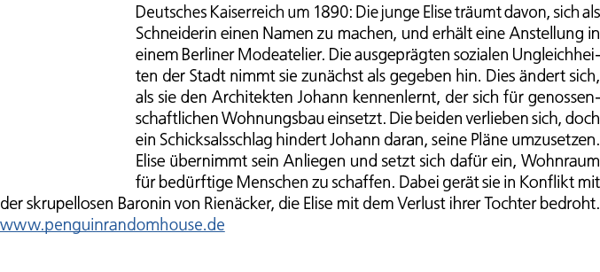 Deutsches Kaiserreich um 1890: Die junge Elise tr umt davon, sich als Schneiderin einen Namen zu machen, und erh lt e...