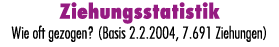 Ziehungsstatistik Wie oft gezogen? (Basis 2.2.2004, 7.691 Ziehungen)
