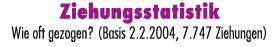 Ziehungsstatistik Wie oft gezogen? (Basis 2.2.2004, 7.747 Ziehungen)