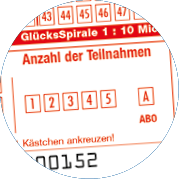 Ein Abschnitt eines Formulars zur Gl cksSpirale mit der Aufforderung, die Anzahl der Teilnahmen durch Ankreuzen von K stchen auszuw hlen. Beschreibung von KI generiert
