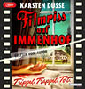 Das Cover zeigt den Titel “Filmriss auf Immenhof" von Karsten Dusse mit einer ausgestreckten Hand vor einem Fenster, durch das ein gro es Haus und ein Pferd zu sehen sind, im Stil eines Filmstreifens. Beschreibung von KI generiert