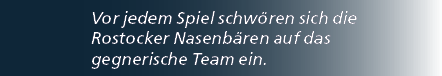 Vor jedem Spiel schw ren sich die Rostocker Nasenb ren auf das gegnerische Team ein.