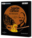 Das Cover zeigt den Titel Der Tod wartet von Agatha Christie mit einer Illustration eines antiken Geb udes, einer gelben Schlange und einem Erwachsenen mit kurzem Haar, dazu den Hinweis auf eine H rbuchfassung gelesen von Christoph Maria Herbst. Beschreibung von KI generiert
