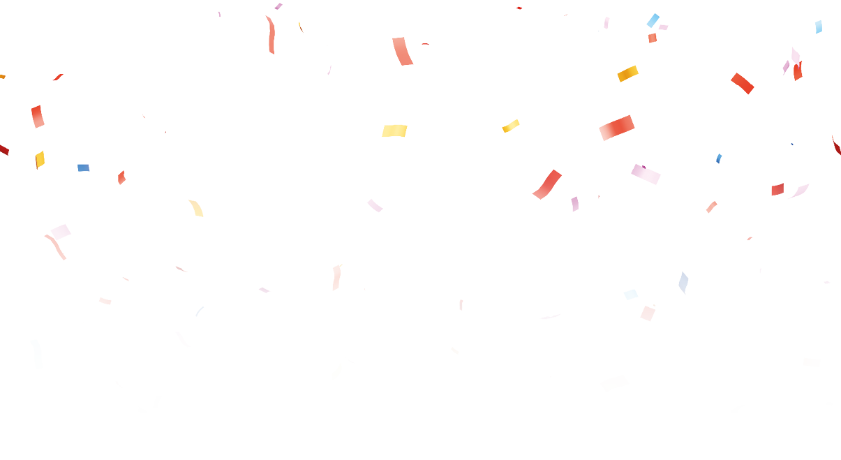 Bunte Konfetti fliegt vor einem wei en Hintergrund und vermittelt eine festliche Stimmung. Beschreibung von KI generiert
